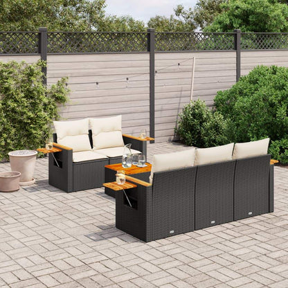 Set Divano da Giardino 6 pz con Cuscini Nero in Polyrattan - homemem39