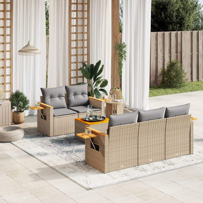 Set Divano da Giardino 6 pz con Cuscini Beige in Polyrattan - homemem39