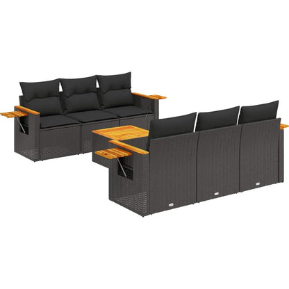 Set Divani da Giardino con Cuscini 7pz Nero Polyrattan - homemem39