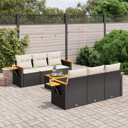 Set Divani da Giardino con Cuscini 7pz Nero Polyrattan - homemem39
