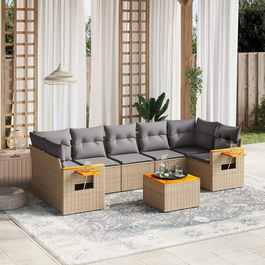 Set Divano da Giardino 8 pz con Cuscini Beige in Polyrattan - homemem39