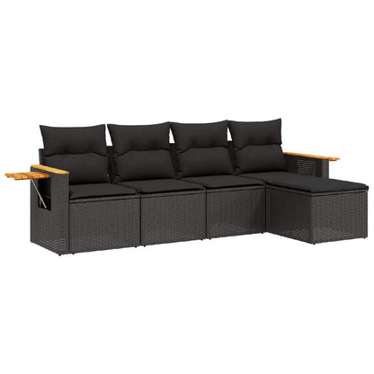 Set Divani da Giardino 5 pz con Cuscini in Polyrattan Nero - homemem39