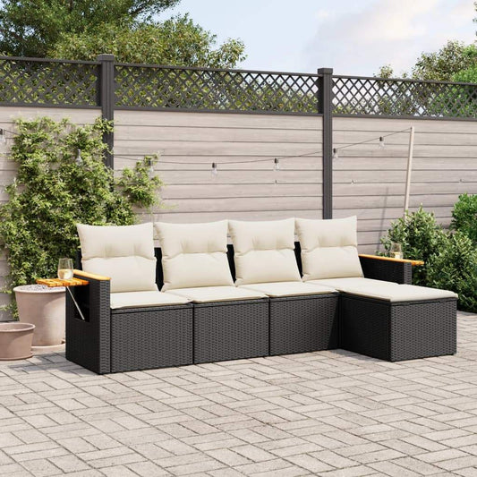Set Divani da Giardino 5 pz con Cuscini in Polyrattan Nero - homemem39