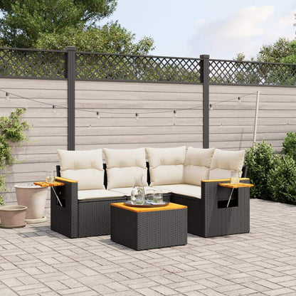 Set Divani da Giardino 5 pz con Cuscini in Polyrattan Nero - homemem39