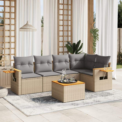 Set Divano da Giardino 6 pz con Cuscini Beige in Polyrattan - homemem39