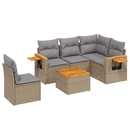 Set Divano da Giardino 6 pz con Cuscini Beige in Polyrattan - homemem39