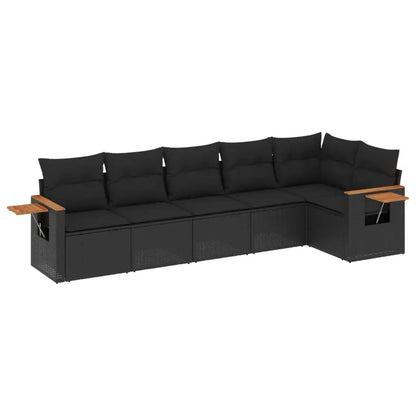 Set Divano da Giardino 6 pz con Cuscini Nero in Polyrattan - homemem39