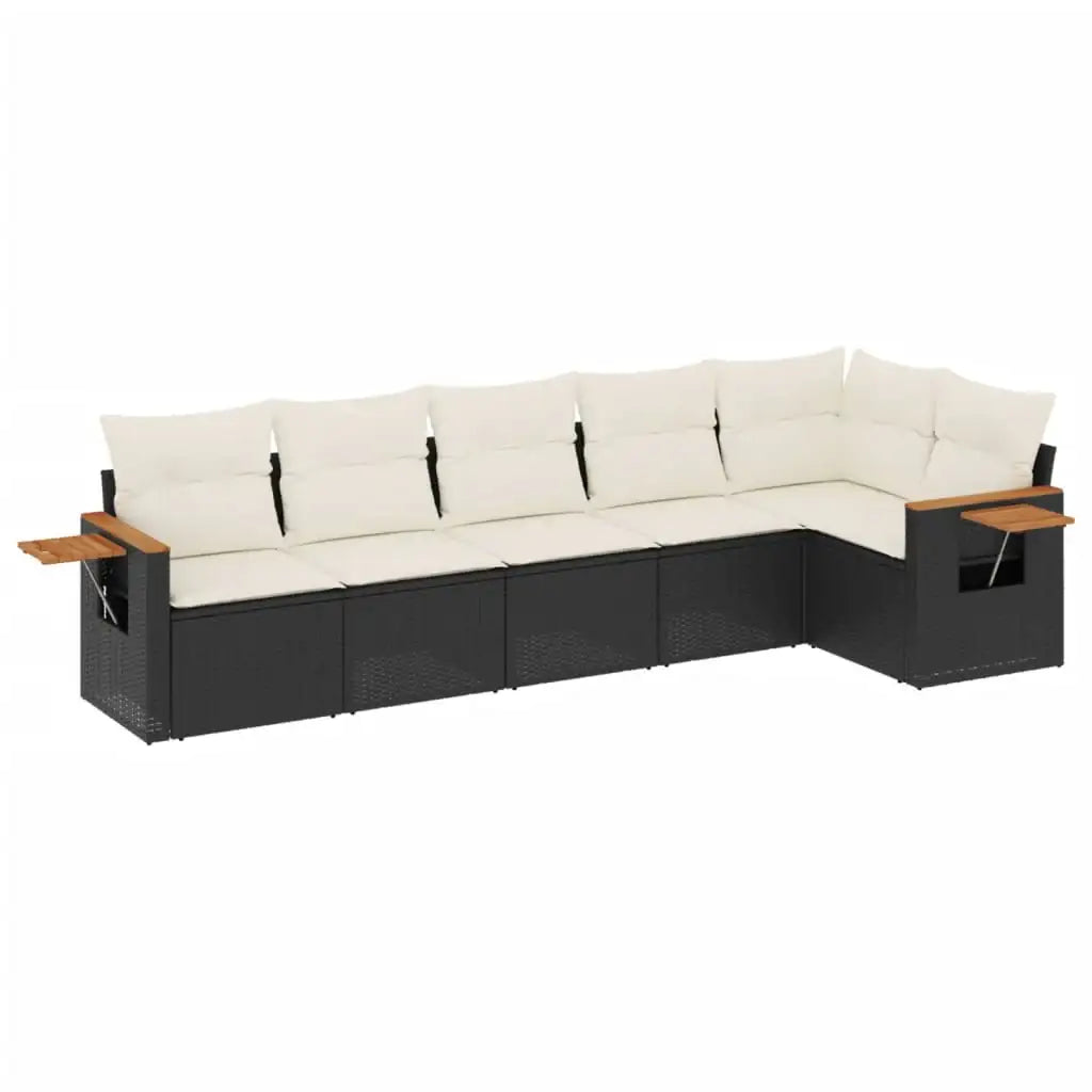 Set Divano da Giardino 6 pz con Cuscini Nero in Polyrattan - homemem39