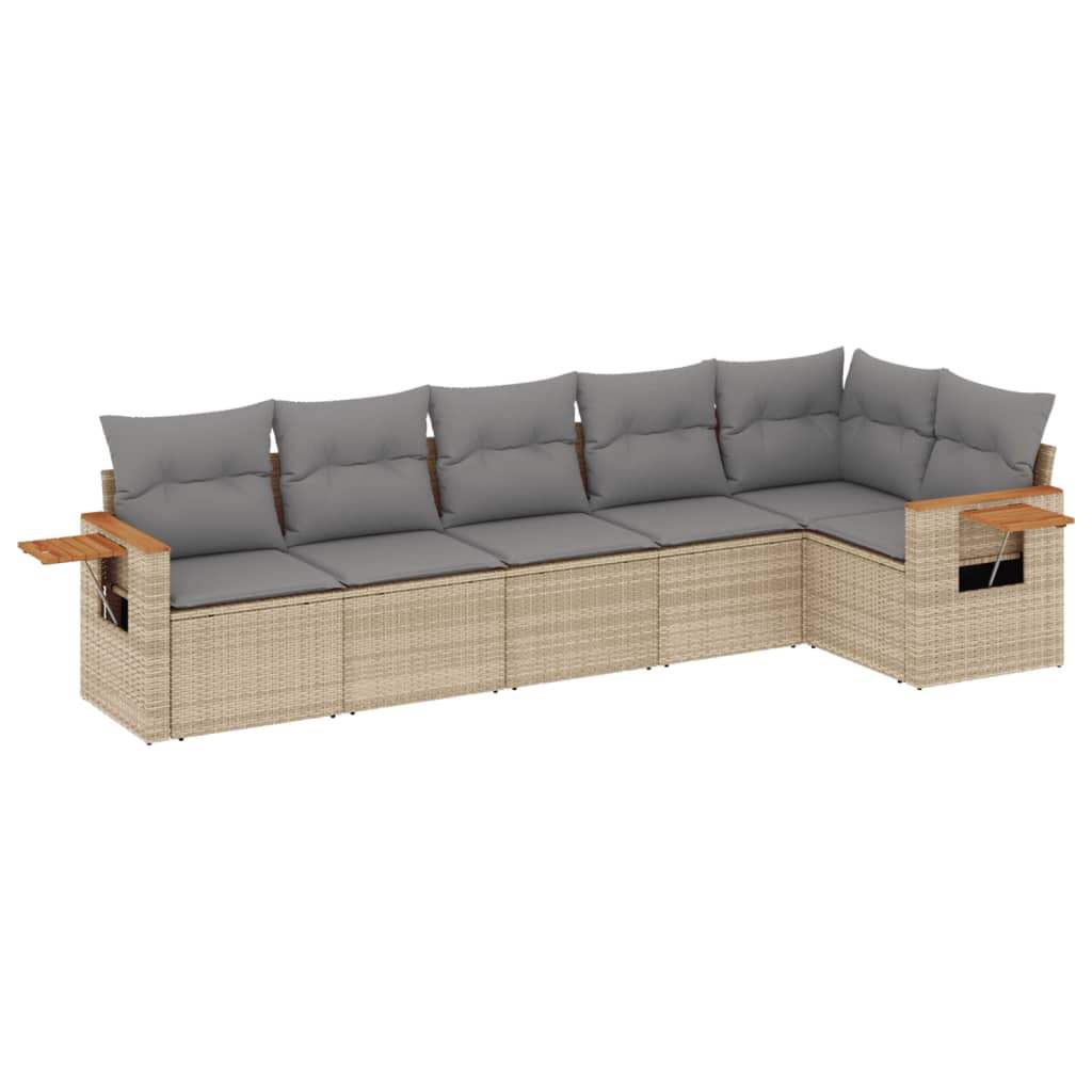 Set Divano da Giardino 6 pz con Cuscini Beige in Polyrattan - homemem39