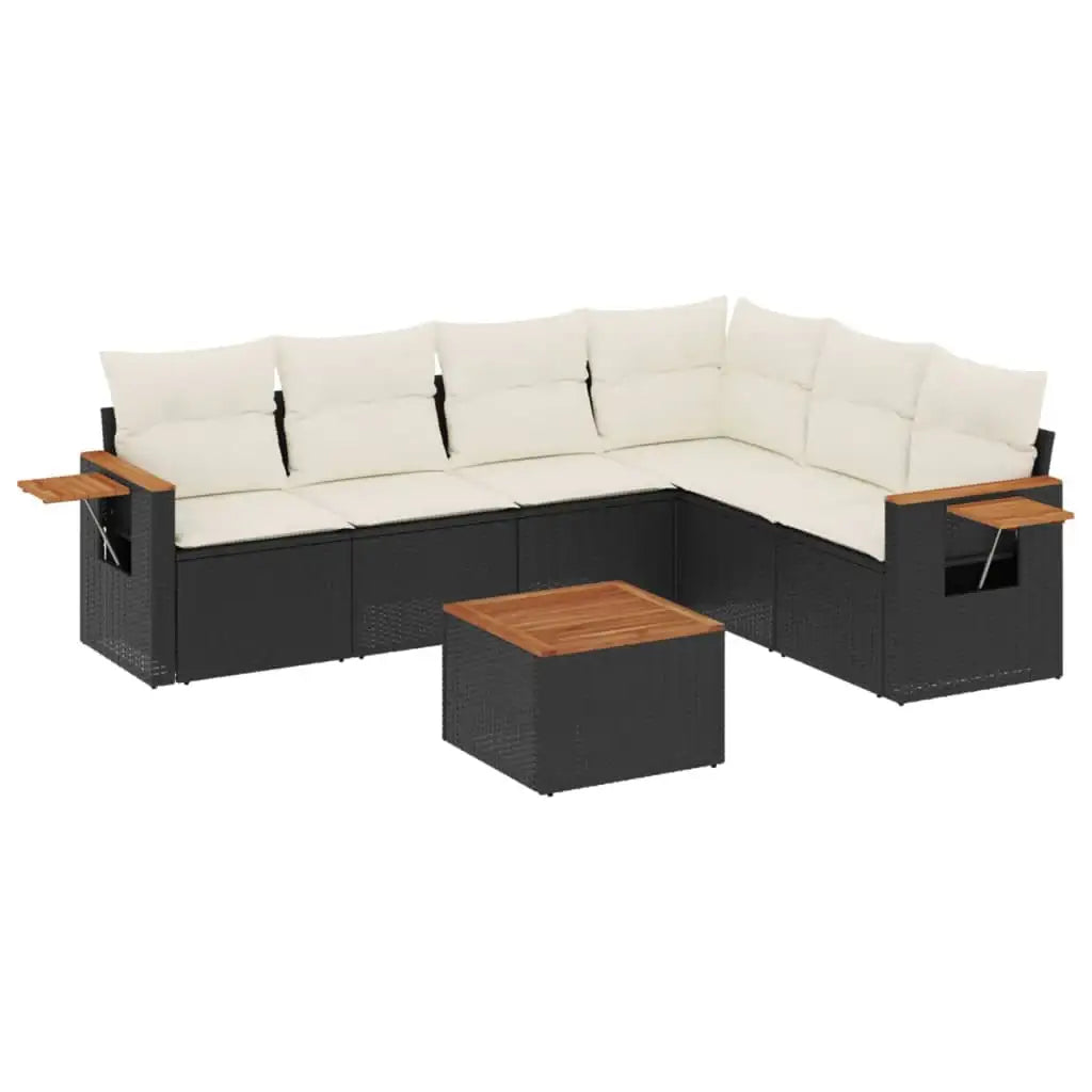Set Divani da Giardino con Cuscini 7pz Nero Polyrattan - homemem39