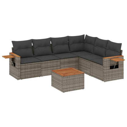 Set Divani da Giardino 7 pz con Cuscini Grigio in Polyrattan - homemem39