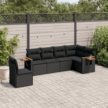 Set Divano da Giardino 6 pz con Cuscini Nero in Polyrattan - homemem39