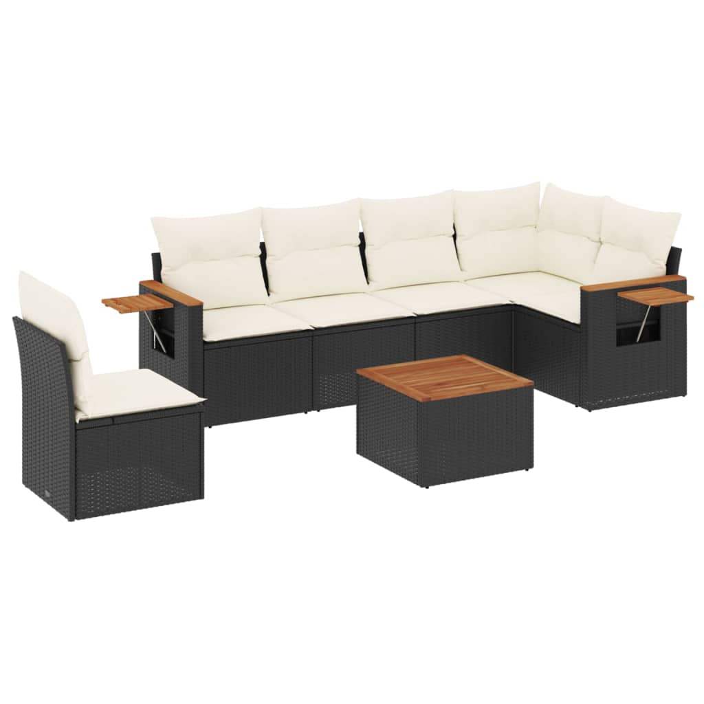 Set Divani da Giardino con Cuscini 7pz Nero Polyrattan - homemem39