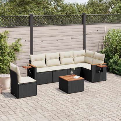 Set Divani da Giardino con Cuscini 7pz Nero Polyrattan - homemem39