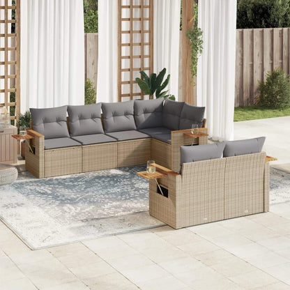 Set Divani da Giardino 7 pz con Cuscini Grigio in Polyrattan - homemem39