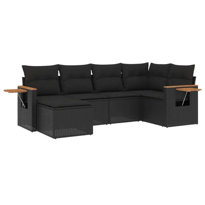Set Divano da Giardino 6 pz con Cuscini Nero in Polyrattan - homemem39