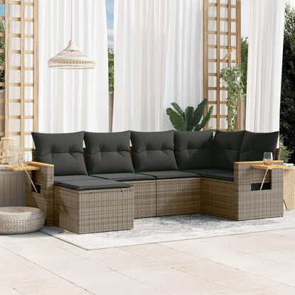 Set Divano da Giardino 6 pz con Cuscini Grigio in Polyrattan - homemem39