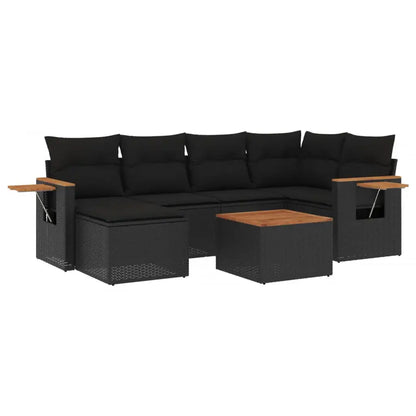 Set Divani da Giardino con Cuscini 7pz Nero Polyrattan - homemem39