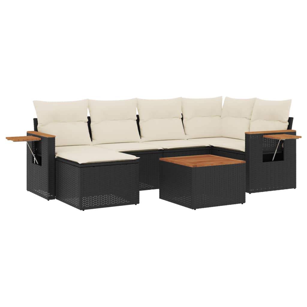 Set Divani da Giardino con Cuscini 7pz Nero Polyrattan - homemem39