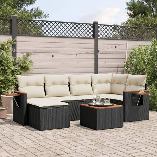 Set Divani da Giardino con Cuscini 7pz Nero Polyrattan - homemem39