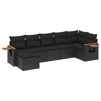 Set Divani da Giardino con Cuscini 7pz Nero Polyrattan | homemem39