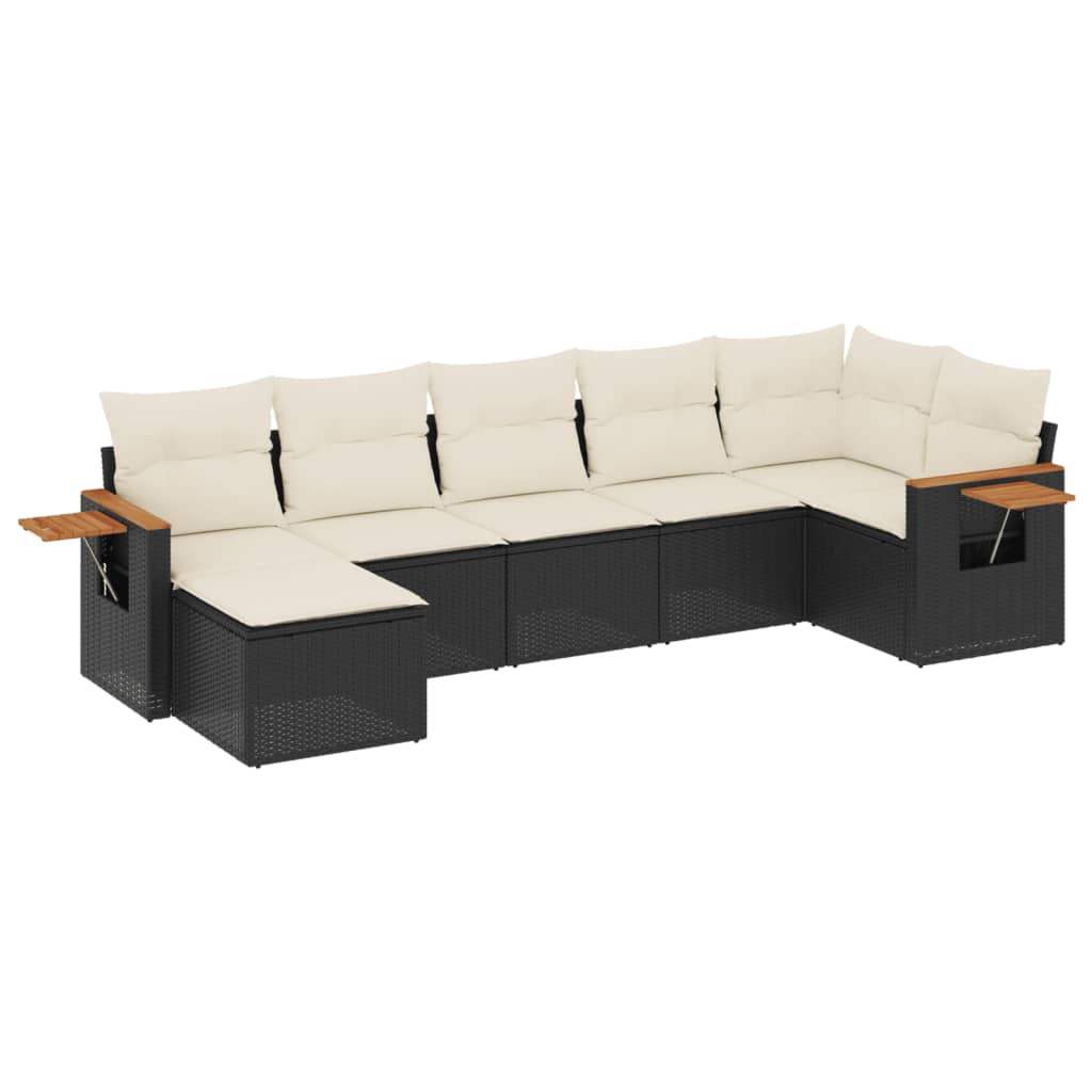 Set Divani da Giardino con Cuscini 7pz Nero Polyrattan - homemem39