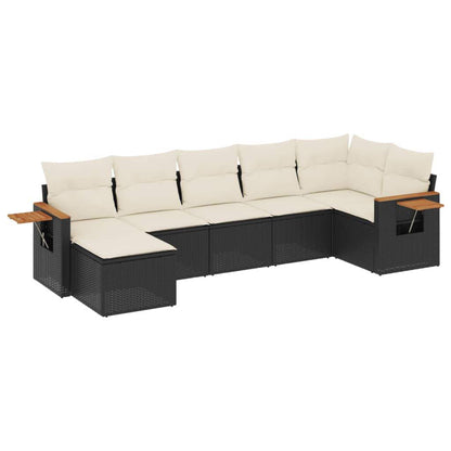 Set Divani da Giardino con Cuscini 7pz Nero Polyrattan - homemem39