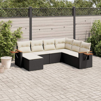 Set Divani da Giardino con Cuscini 7pz Nero Polyrattan - homemem39