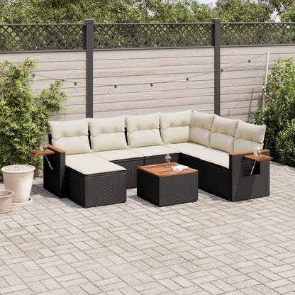 Set Divani da Giardino con Cuscini 8 pz Nero in Polyrattan - homemem39