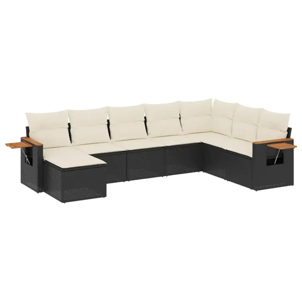 Set Divani da Giardino con Cuscini 8 pz Nero in Polyrattan - homemem39