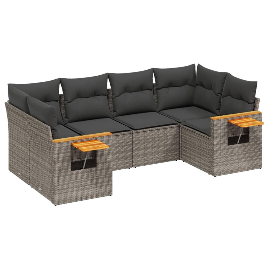 Set Divano da Giardino 6 pz con Cuscini Grigio in Polyrattan