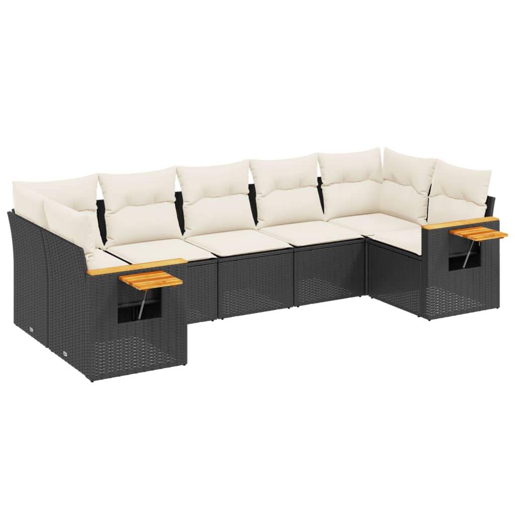 Set Divani da Giardino con Cuscini 7pz Nero Polyrattan - homemem39