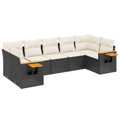 Set Divani da Giardino con Cuscini 7pz Nero Polyrattan - homemem39