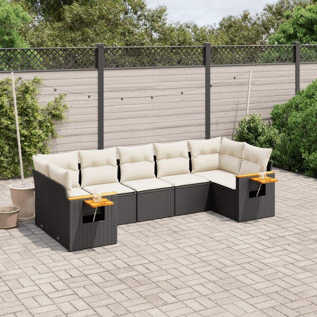 Set Divani da Giardino con Cuscini 7pz Nero Polyrattan - homemem39