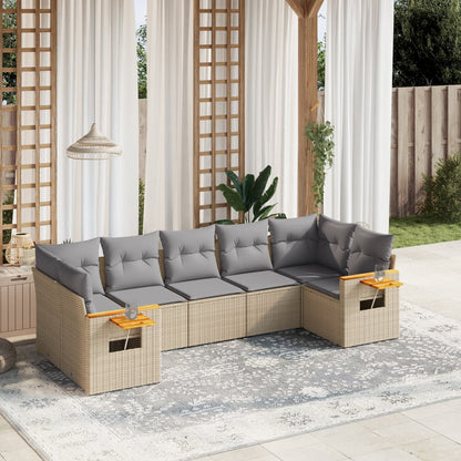 Set Divani da Giardino 7 pz con Cuscini in Polyrattan
