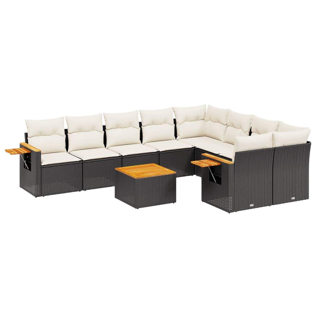 Set Divani da Giardino 10pz con Cuscini in Polyrattan Nero - homemem39