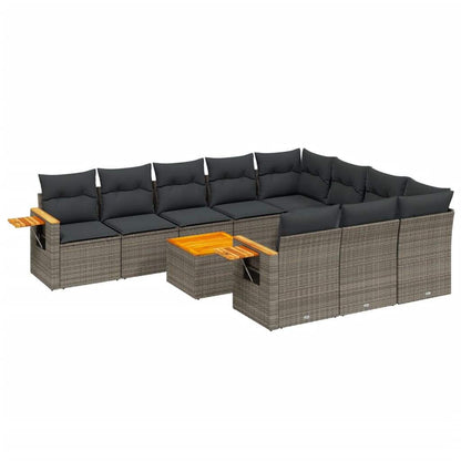 Set Divani da Giardino 11 pz con Cuscini in Polyrattan Grigio - homemem39
