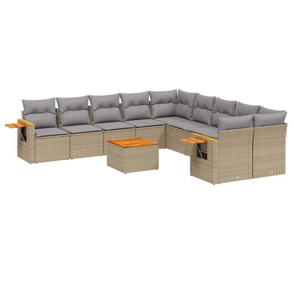 Set Divani da Giardino 11 pz con Cuscini Beige in Polyrattan - homemem39