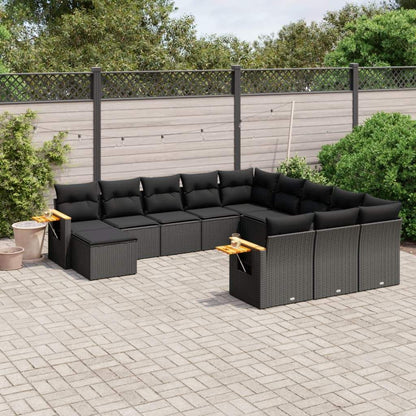 Set Divani da Giardino 11 pz con Cuscini in Polyrattan Nero - homemem39