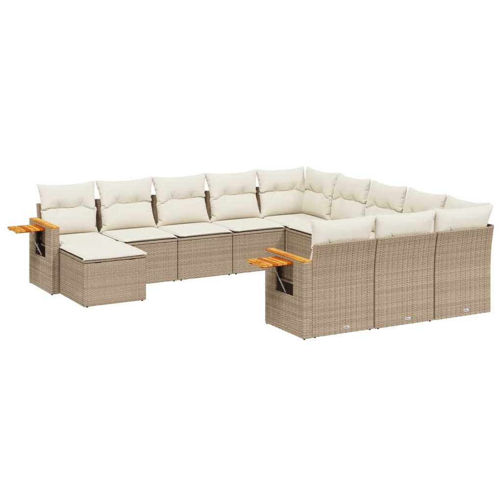 Set Divani da Giardino 11 pz con Cuscini Beige in Polyrattan | homemem39