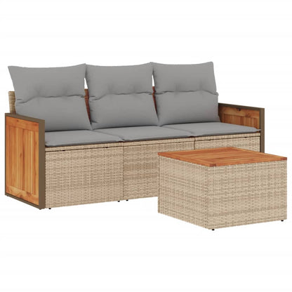 Set Divano da Giardino 4 pz con Cuscini in Polyrattan