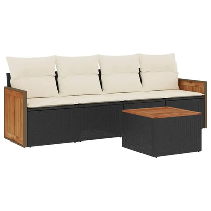 Set Divani da Giardino 5 pz con Cuscini in Polyrattan Nero - homemem39