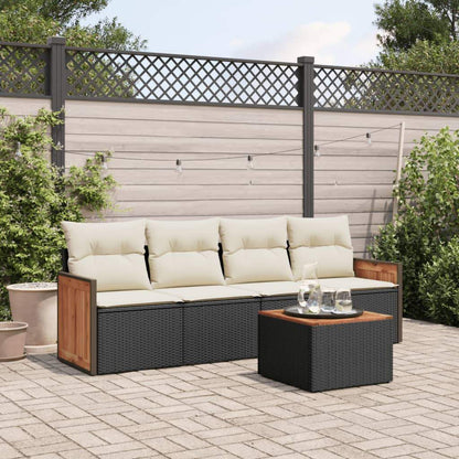 Set Divani da Giardino 5 pz con Cuscini in Polyrattan Nero - homemem39