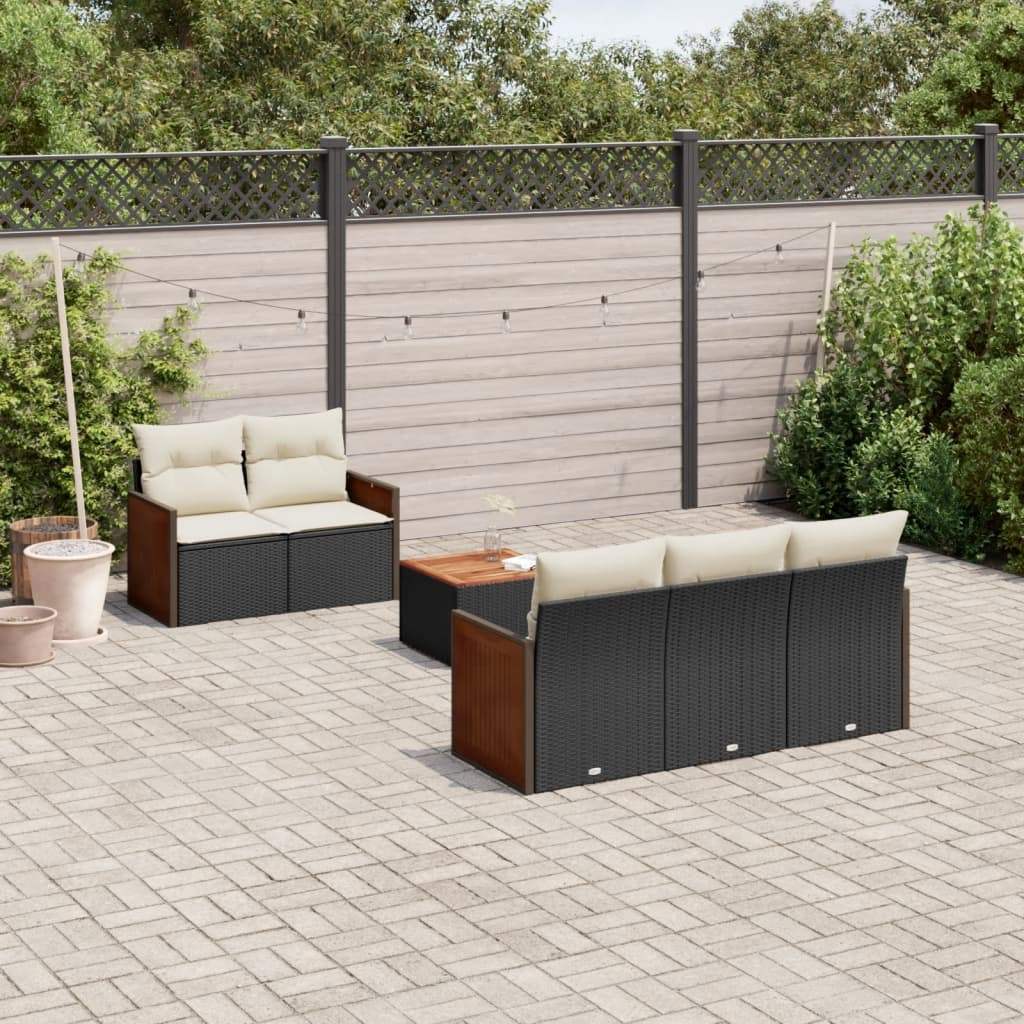Set Divano da Giardino 6 pz con Cuscini Nero in Polyrattan - homemem39
