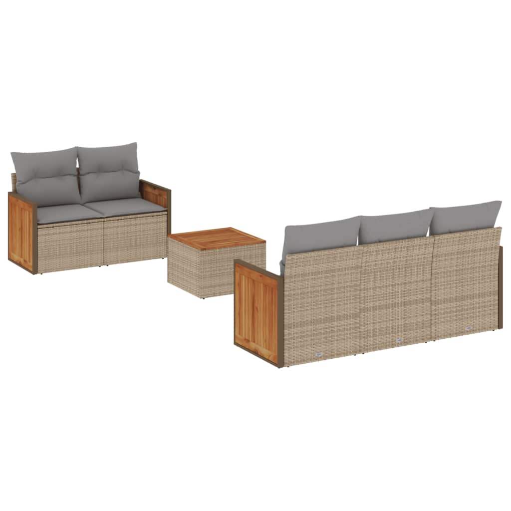 Set Divano da Giardino 6 pz con Cuscini Beige in Polyrattan - homemem39