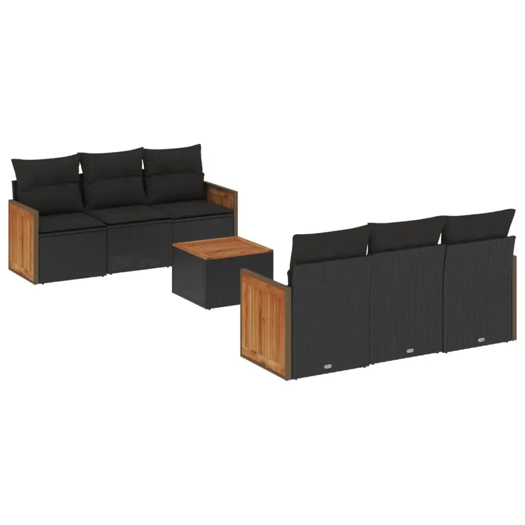 Set Divani da Giardino con Cuscini 7pz Nero Polyrattan - homemem39