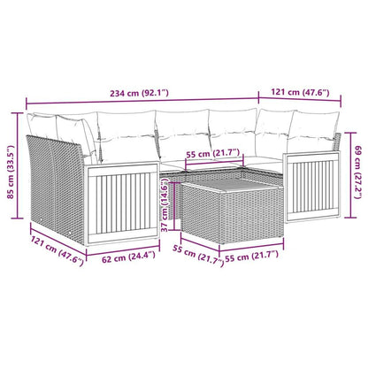 Set Divani da Giardino 7 pz con Cuscini Grigio in Polyrattan - homemem39