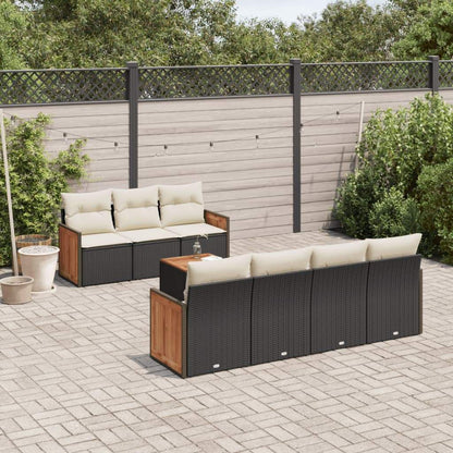 Set Divani da Giardino con Cuscini 8 pz Nero in Polyrattan - homemem39
