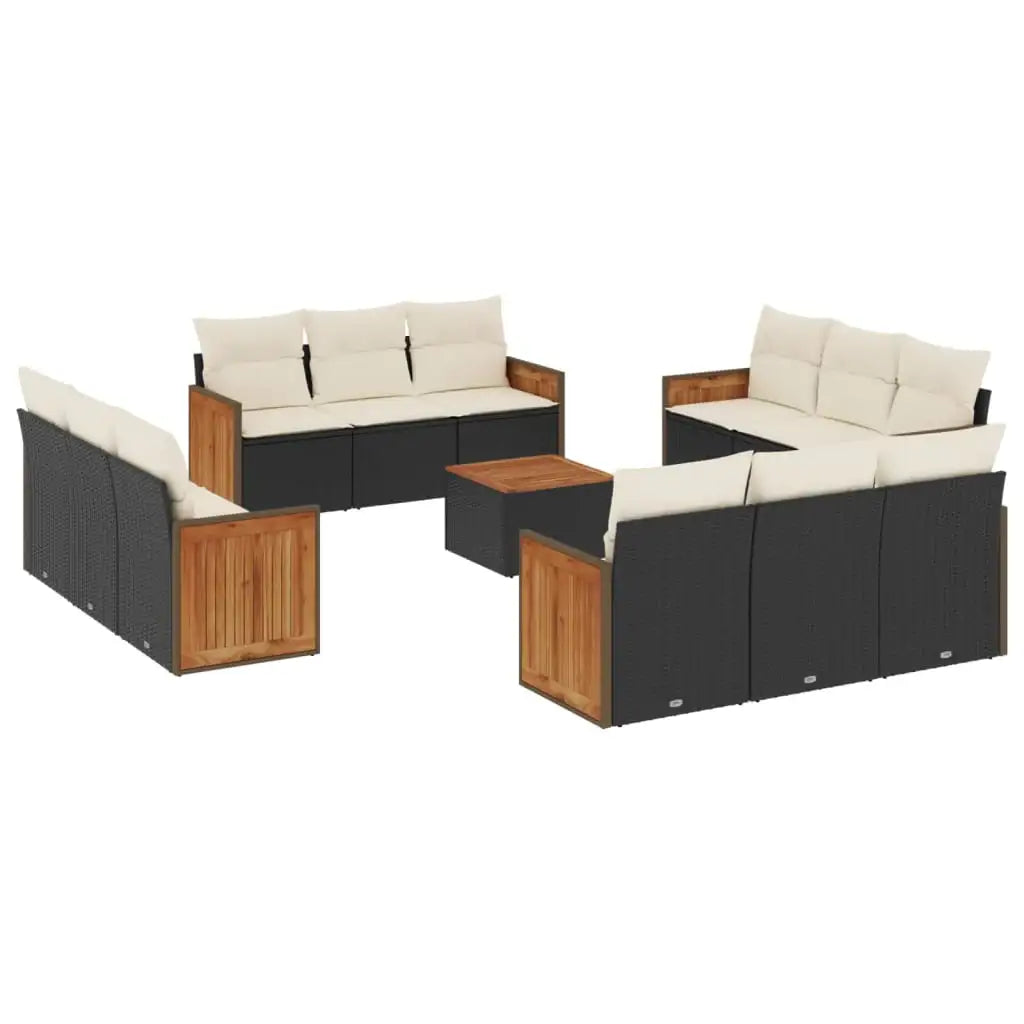Set Divani da Giardino 13pz con Cuscini Nero in Polyrattan - homemem39