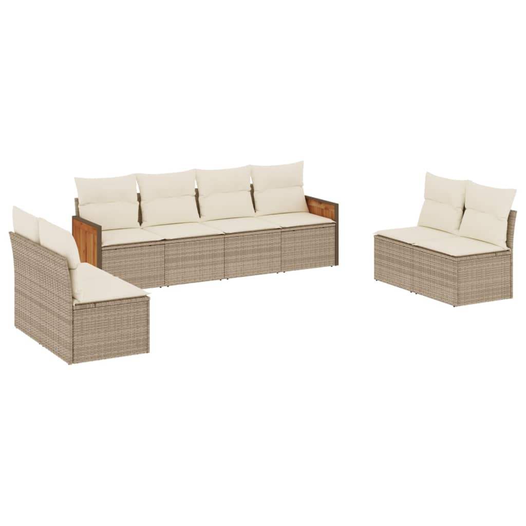 Set Divano da Giardino 8 pz con Cuscini Beige in Polyrattan - homemem39